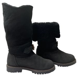Sorel Suede Shearling Foldover Tall Black Boots Black Size 8